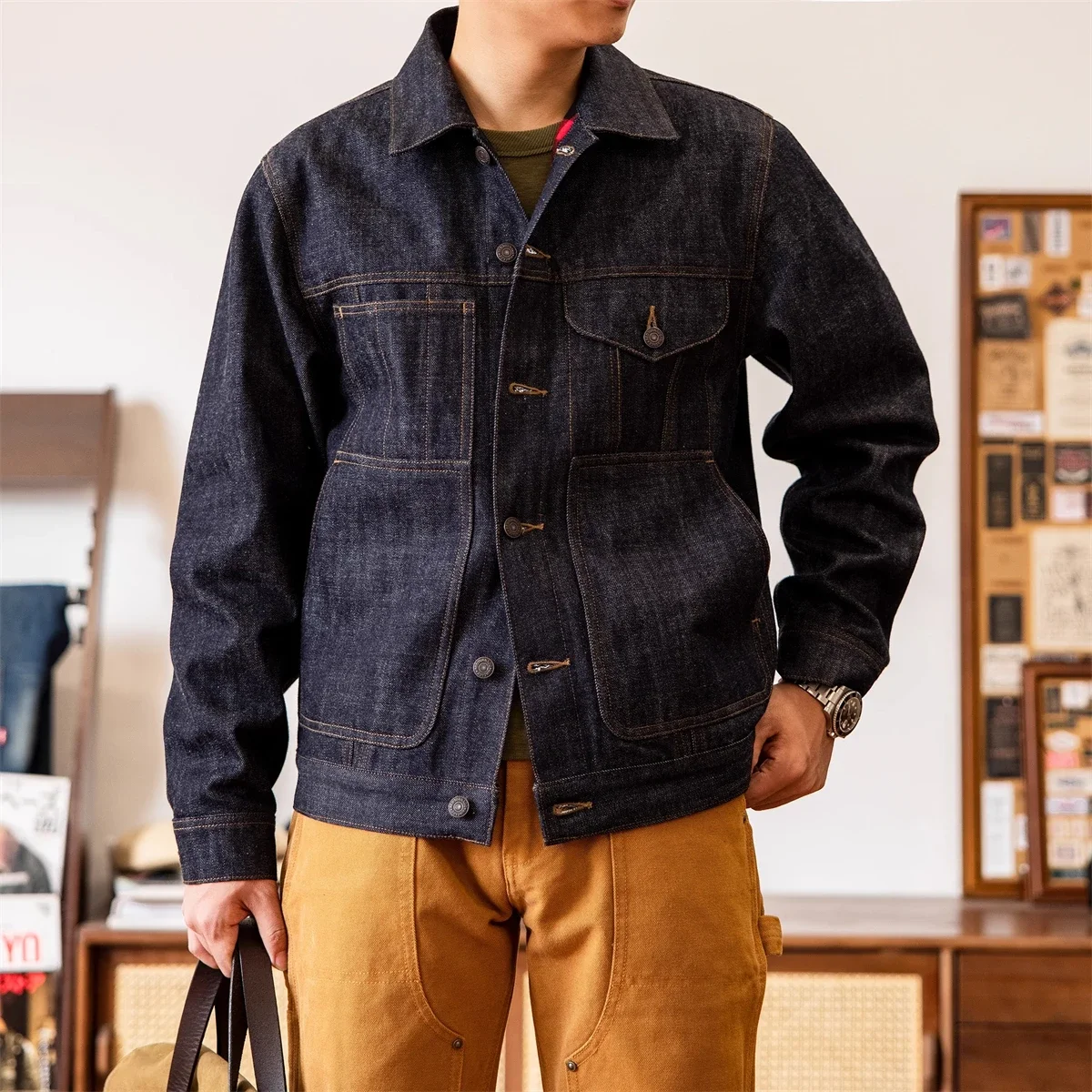 

Red Tornado Lined Denim Cruiser Jacket American Casual Style Mens Jean Outerwear