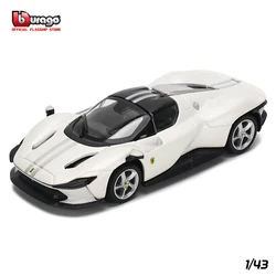 Bburago-Ferrari DAYTONA SP3, vehículo de aleación blanca, coches fundidos a presión, escala 1:43, colección de juguetes, regalo