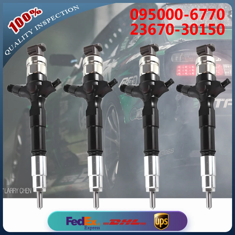 

4PCS 095000-6770 23670-30150 23670-39145 23670-39285 Common Rail Injector for Toyota Hiace 2.5 D-4D 2KD-FTV 4 Cylinders Engine