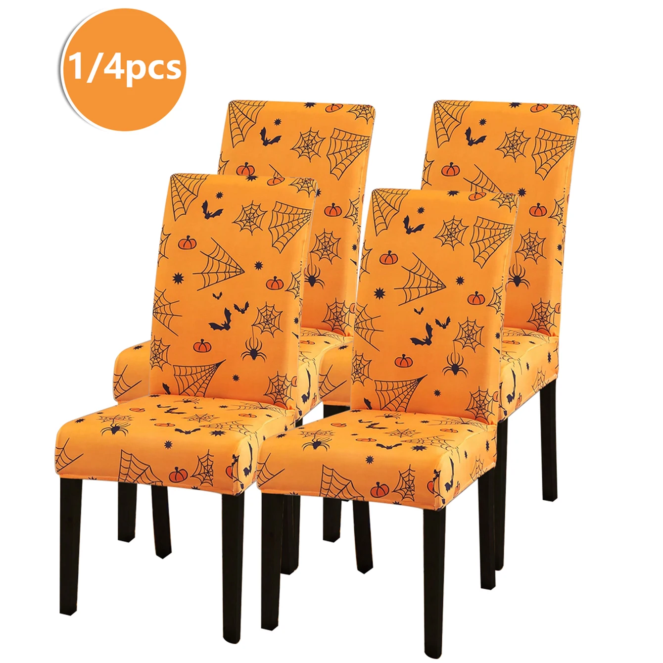 

Halloween Pumpkin Chair Cover Stretch Dining Chair Slipcovers Seat Covers Anti-dirty Washable for Party Banquet Hotel Kitchen