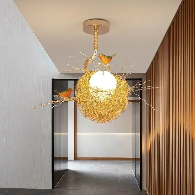 Creative Personalized Bird's Nest Ceiling Light Nordic Study Bedroom Corridor LED Lamp Fixture Dining Table Penthouse Home Decor