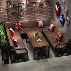 American Retro Western Restaurant Sofa Cafe Card Slot Table and Chair  Dessert Shop Bar