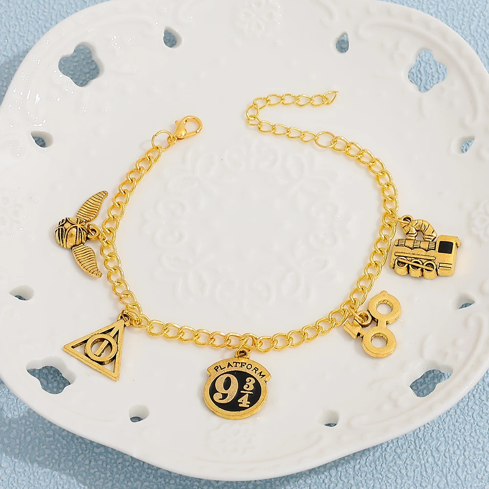 Magic Wizard Charm Bracelet, Adjustable Alloy Chain Collectible Jewelry Gift for Movie Fans - view 4