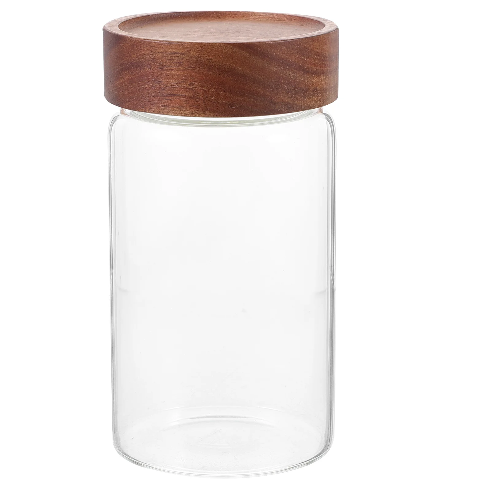 

Glass Storage Jar High Borosilicate Wood Lid Airtight Kitchen Container Coffee Beans Tea Spice Sugar Storage Jar