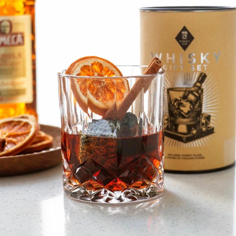 

Whiskey Glass Chilling Stone Kit Promotional Creative Bar Accessories Gift Set Ideas Complete Whiskey Lovers Present Box