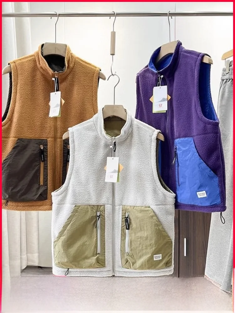 

Double-Sided Wearable Fce Lined Spor Vest for Men And Women Faionable Layering Piece Versatile And Warm for Couples