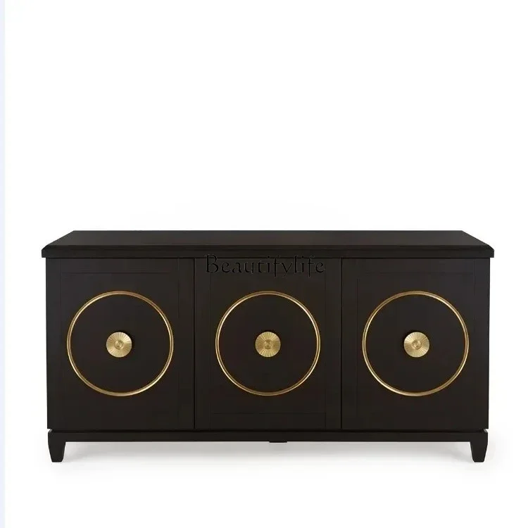 

American rural light luxury solid wood porch cabinet dining side cabinet classical storage cabinet living room