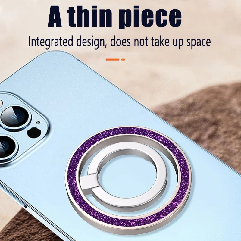 حامل هاتف مغناطيسي فلاش فاخر لحامل مغناطيسي Magsafe مع لوحة حلقة معدنية لهاتف iPhone 14 15 Pro Samsung قابلة للطي #5