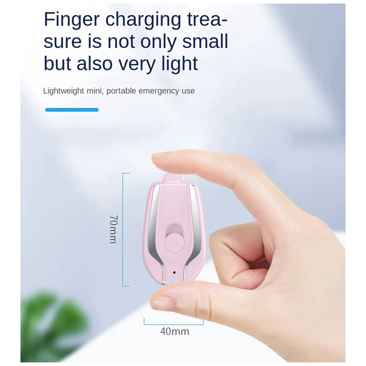 1200mAh draagbare mini-powerbank sleutelhanger Powerbank mobiele telefoon reserve externe batterij voor smartphone, Type-C zwart