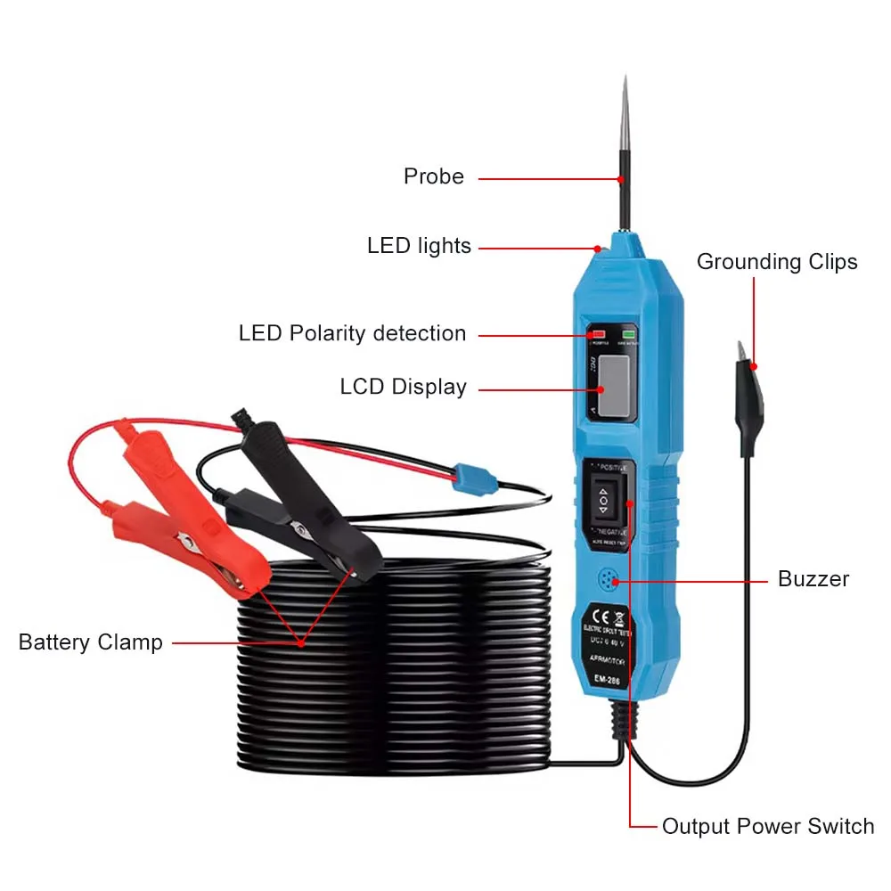 Aermotor Automotive Electric Circuit Tester with Voltage Display LED Light Car Power Circuit Probe Kit  Electric Circuit Tester