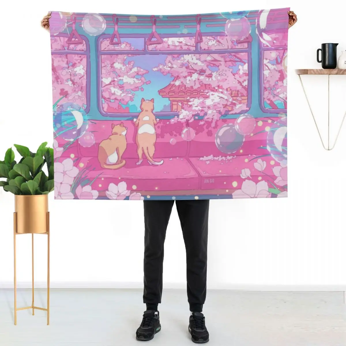 

The cute cats on the train (soft colors) Throw Blanket Cozy Throw Blanket Birthday Gift for Him Her