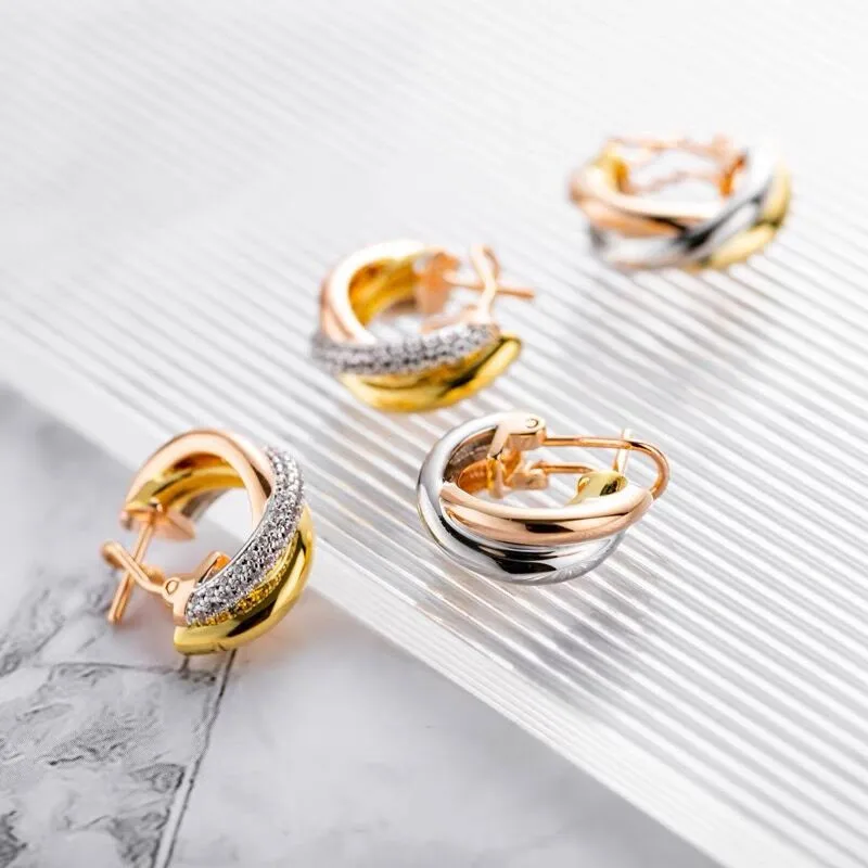 

High Quality Popular Classic S925 Sterling Silver Trinity Earrings for Women Simple Fashion Party Luxury Jewelry
