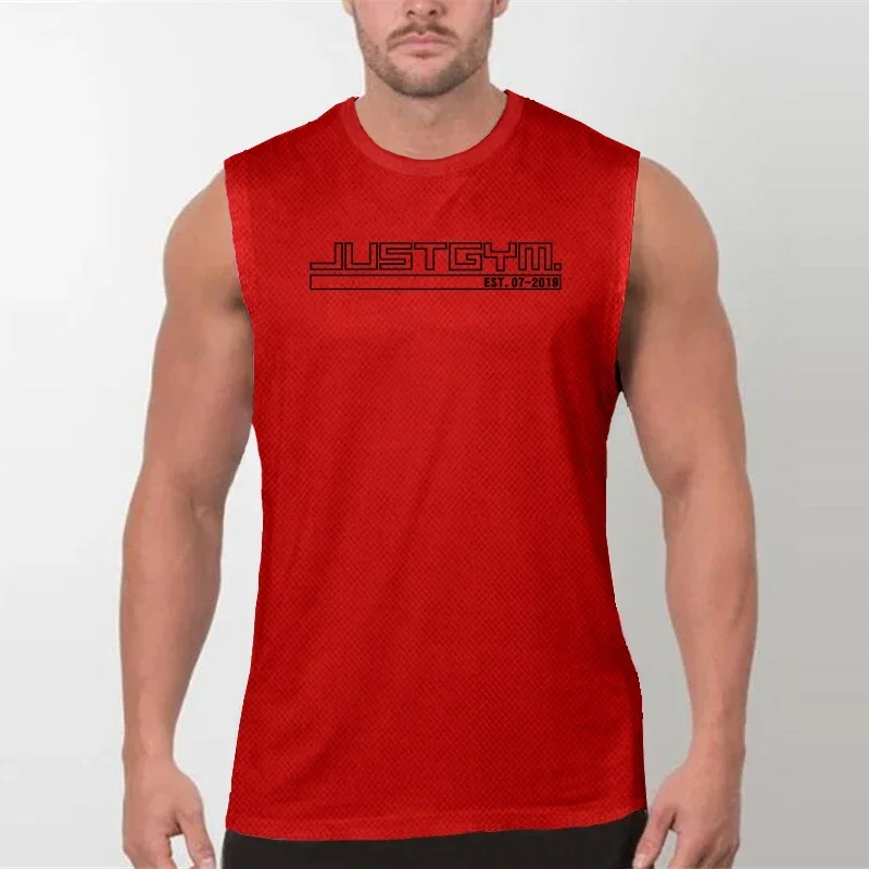 Men's Quick Dry Mesh Running Vests Breathable Sleeveless Athletic Tank Top Moisture Wicking Workout Gym Training Shirt For Men