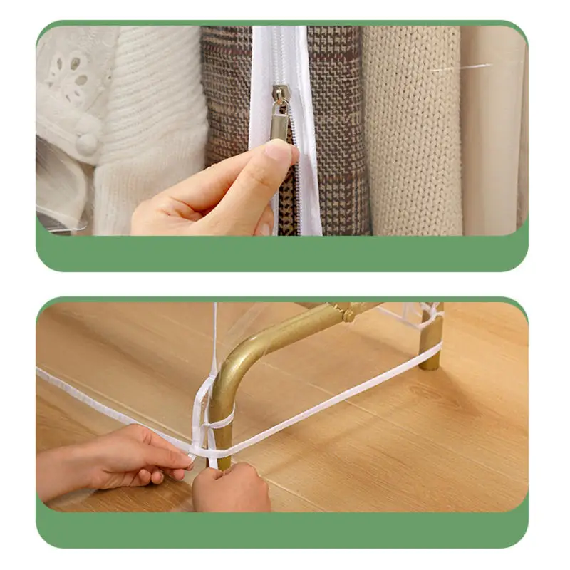 Garment Coat Dust Moisture proof Protection Transparent Square Full Cover for Floor-standing Drying Rack for Clothes - view 6