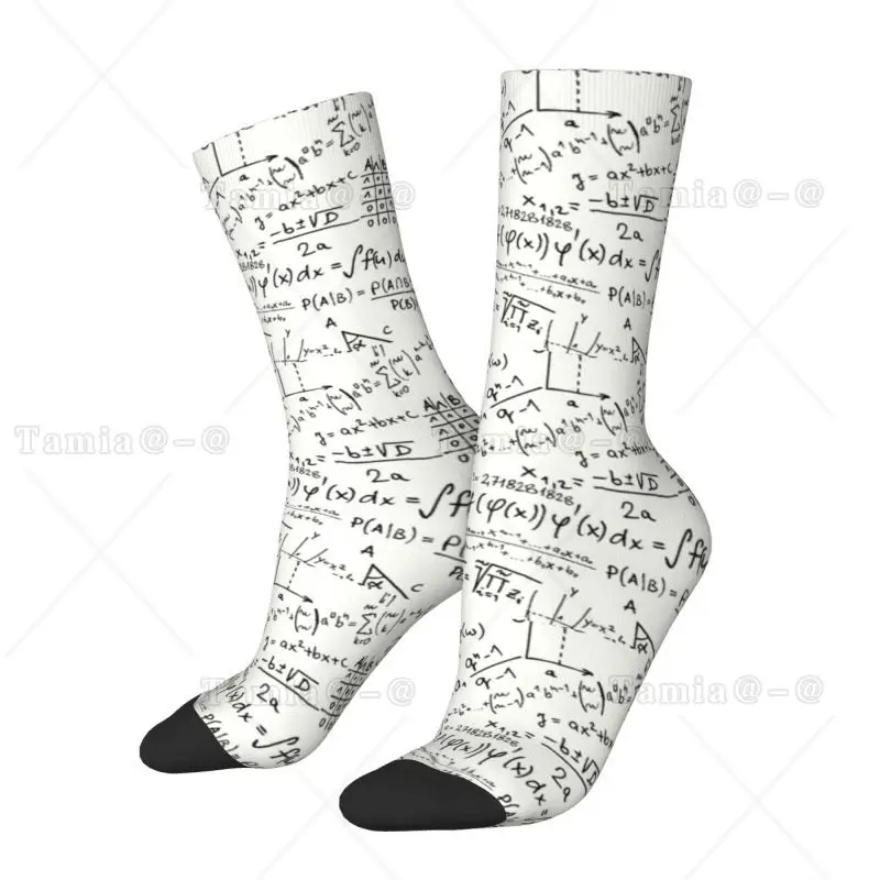 Custom Math Formulas Dress Socks for Men Women Warm Funny Novelty Mathematics Physics Crew Socks