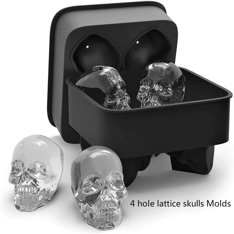 DIY Ice Molds 3D Creative Skull Ball Heart Cup Soft Silicone Ice Cube Trays Whiskey Ice Ball Maker Party Chocolate Mould Kitchen