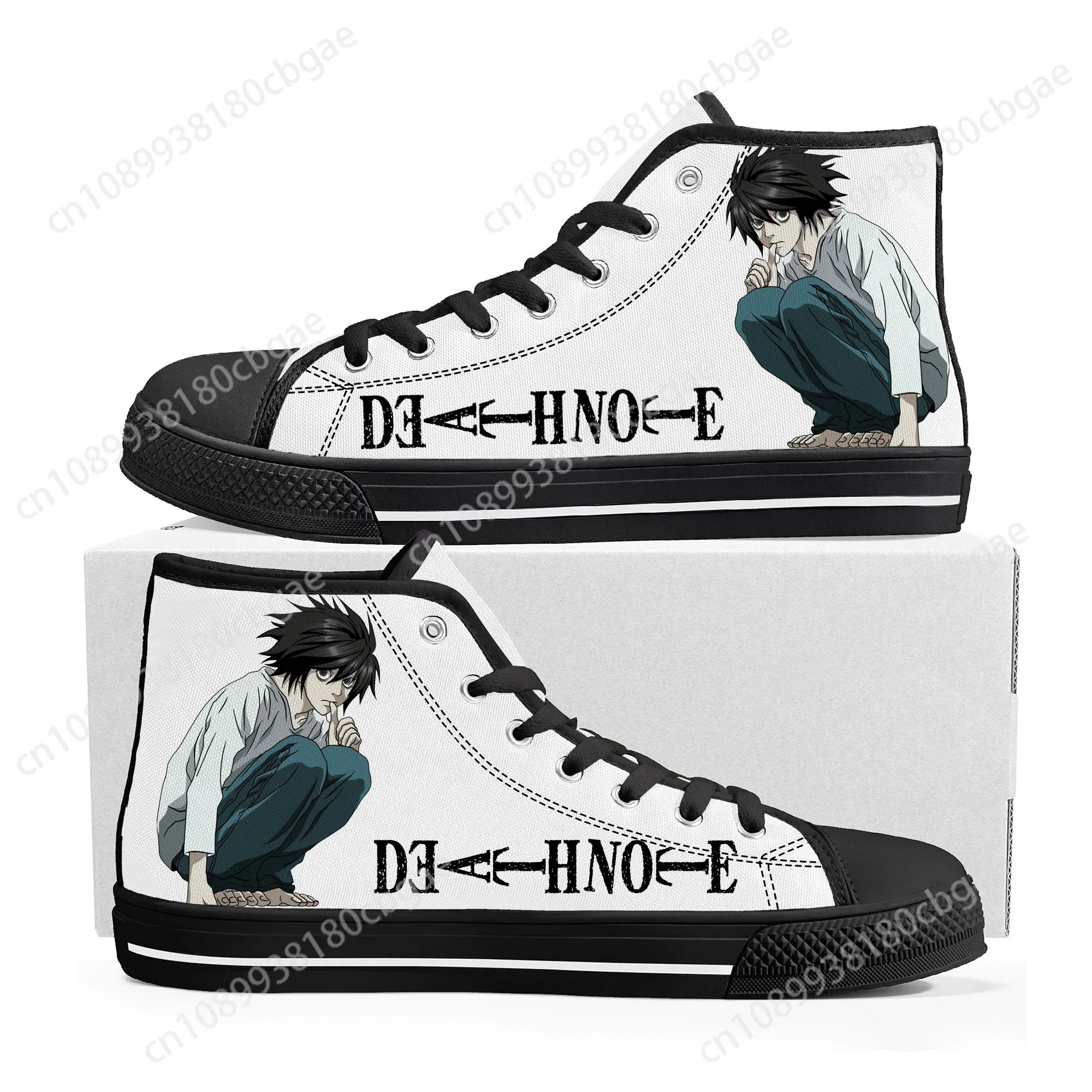 Hot Anime Death Note Yagami Light L Sneakers alte Uomo Donna Adolescente Sneaker in tela Scarpe casual per coppia Scarpe casual personalizzate