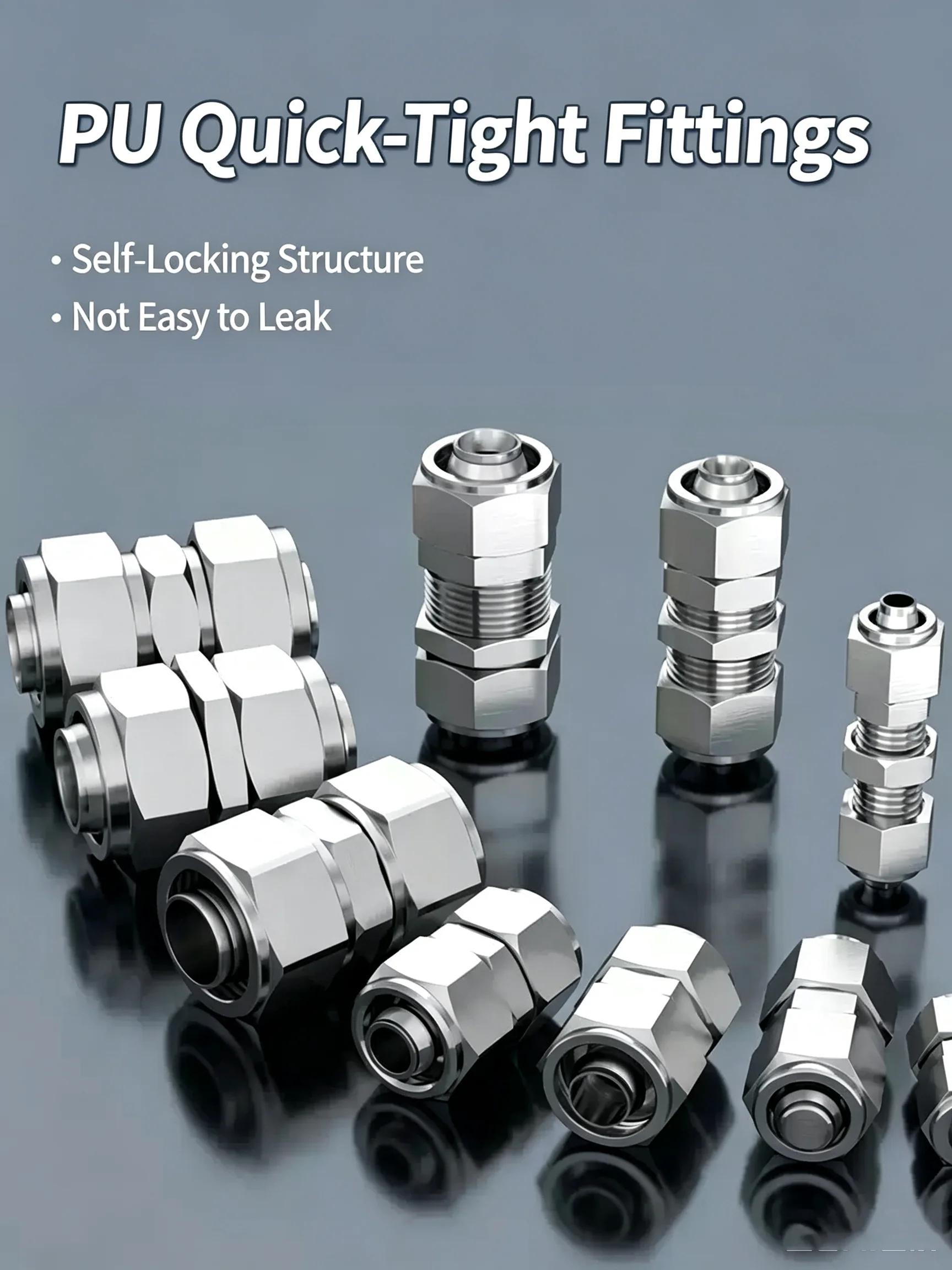 Quick Screw Pneumatic Fast Twist Fittings Straight Push into Air System Copper Nickel Plated Hose Connectors 6mm 8mm 10mm