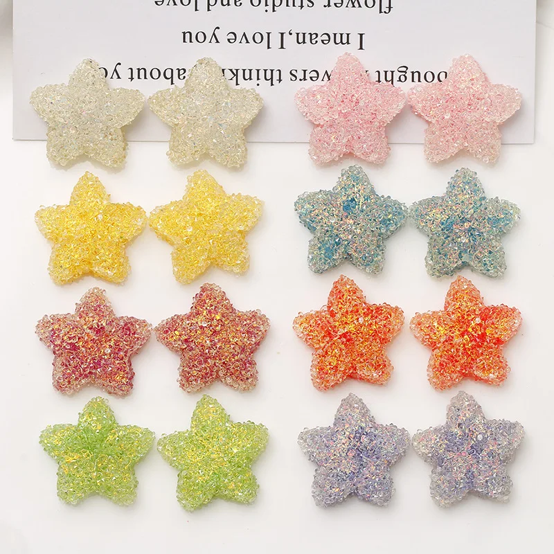 

Free Shipping 50pcs 20mm Flatback Glitter AB Colors Resin Cabochons Ornament Accessory Material Cute Stars Buttons Beading