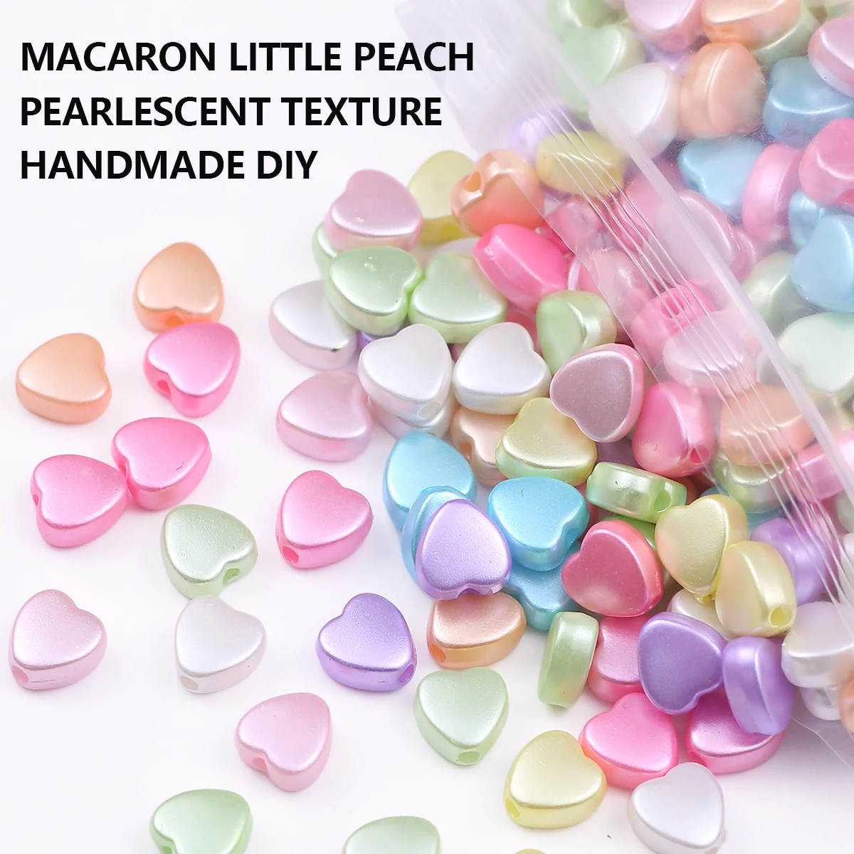 

100/200Pcs 8×8mm Acrylic Iridescent Heart Beads Loose Spacer Beads for Handmade Jewelry DIY Bracelet Chain Pendants Materials