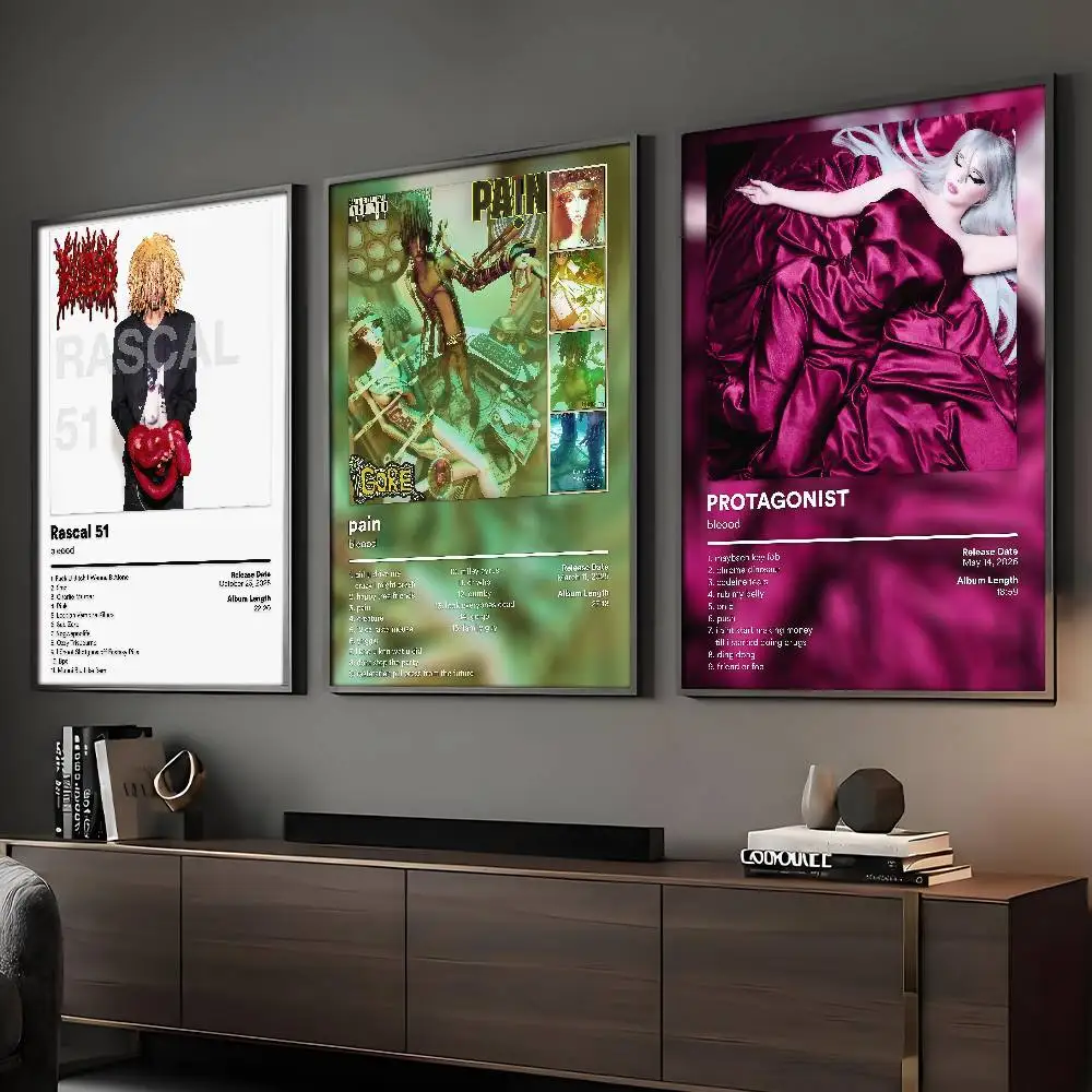 Rapper Bleood Poster HD Sticky Wall Art Printing Waterproof Home Living Bed Room Bar Aesthetic Decor