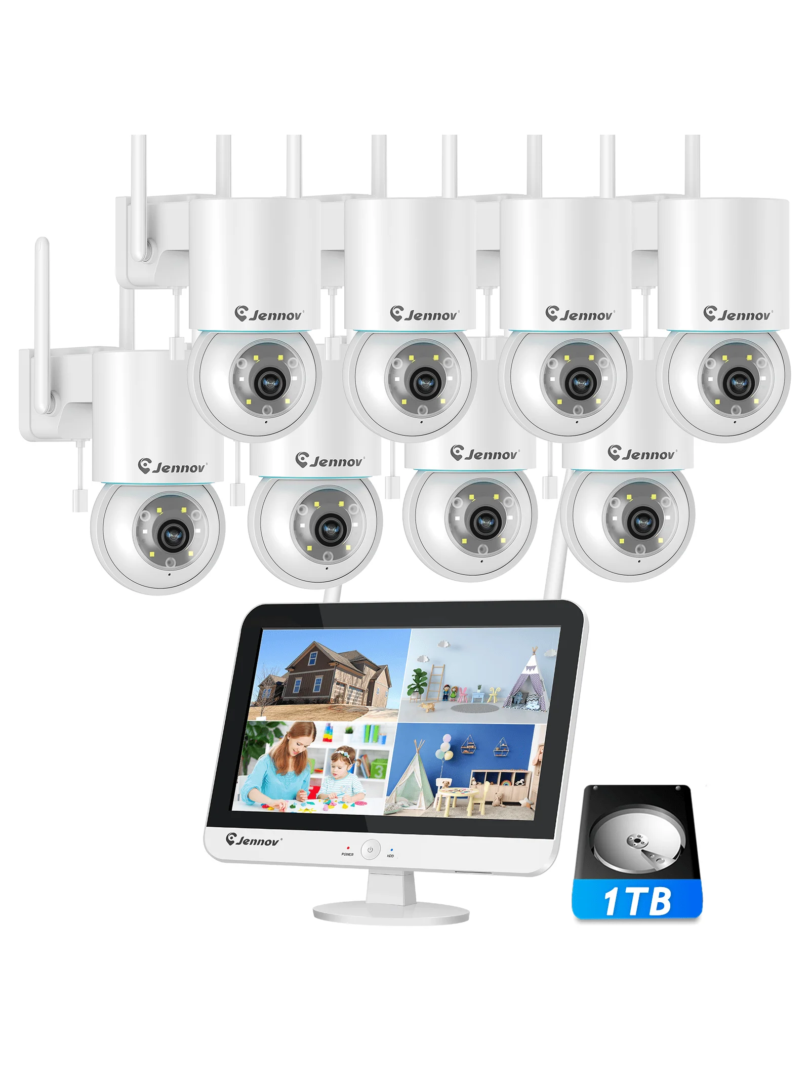 Jennov Wireless WiFi 5MP Security Camera System Audio Outdoor Surveillance Kit