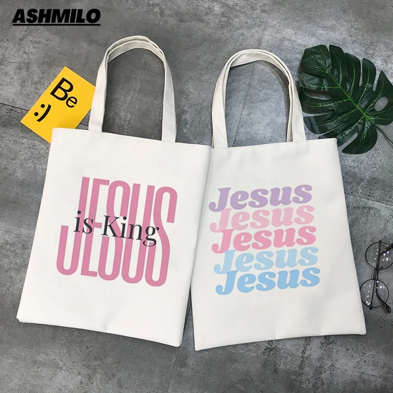 Jesus Is King Print Fashion Letter Print Tote Bag Large Capacity Bag Women's Casual Handbag Commute Shopping Christmas Present