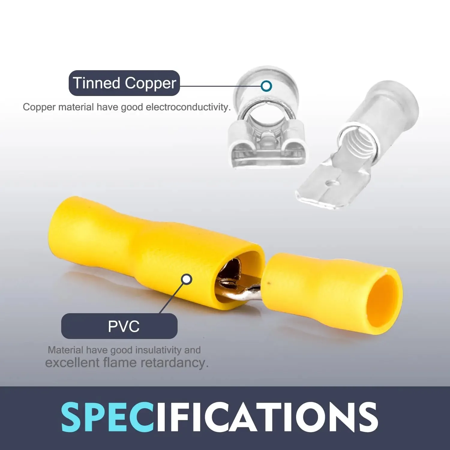 50 Pieces of 6.3mm 12-10Awg, 25 Female Connectors, 25 Male Connectors, Cable Connectors, Insulated Crimp Terminals, Flat Cable Terminal Connectors image 6