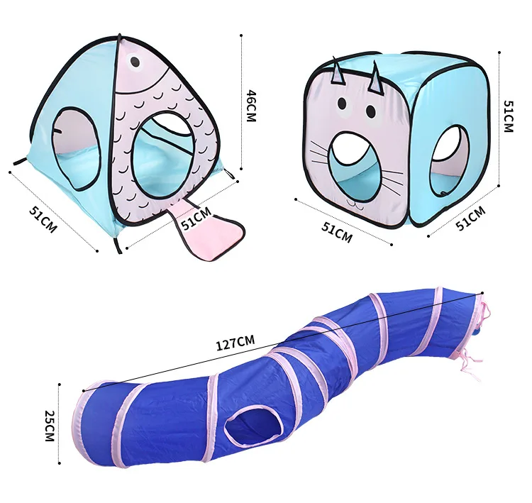 3 in 1 Wear-resistant Cat Play Tunnel Collapsible Cat Tunnel Cat Tube Toys for Cats Guinea Pig Rabbits Tent Cat Supply