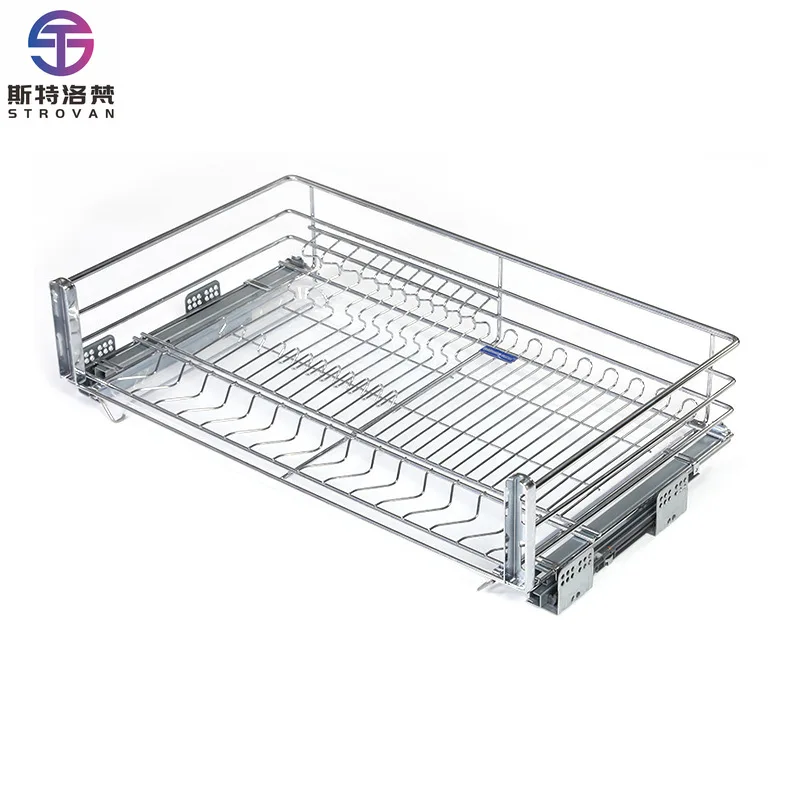 

Dual Drawer 304 Stainless Steel Cabinet for Kitchen Dishes & Pot Storage Double Basket Storage Rack