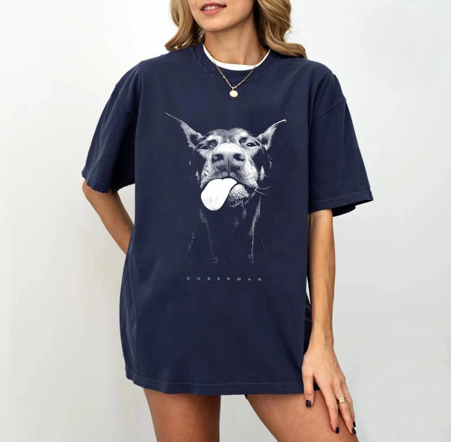 Funny Hungry Dobermann Graphic Unisex T-shirt, Y2k Tshirt Summer Men's and Women's Loose and Breathable cotton T-shirt Top