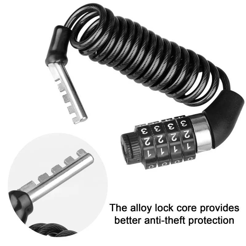 D2 Bicycle Lock Bike Mini 4 Digit Password Lock Wire Mountain Bike Lock Frame Steel Wire Cable Helmet Locks Bicycle Accessories
