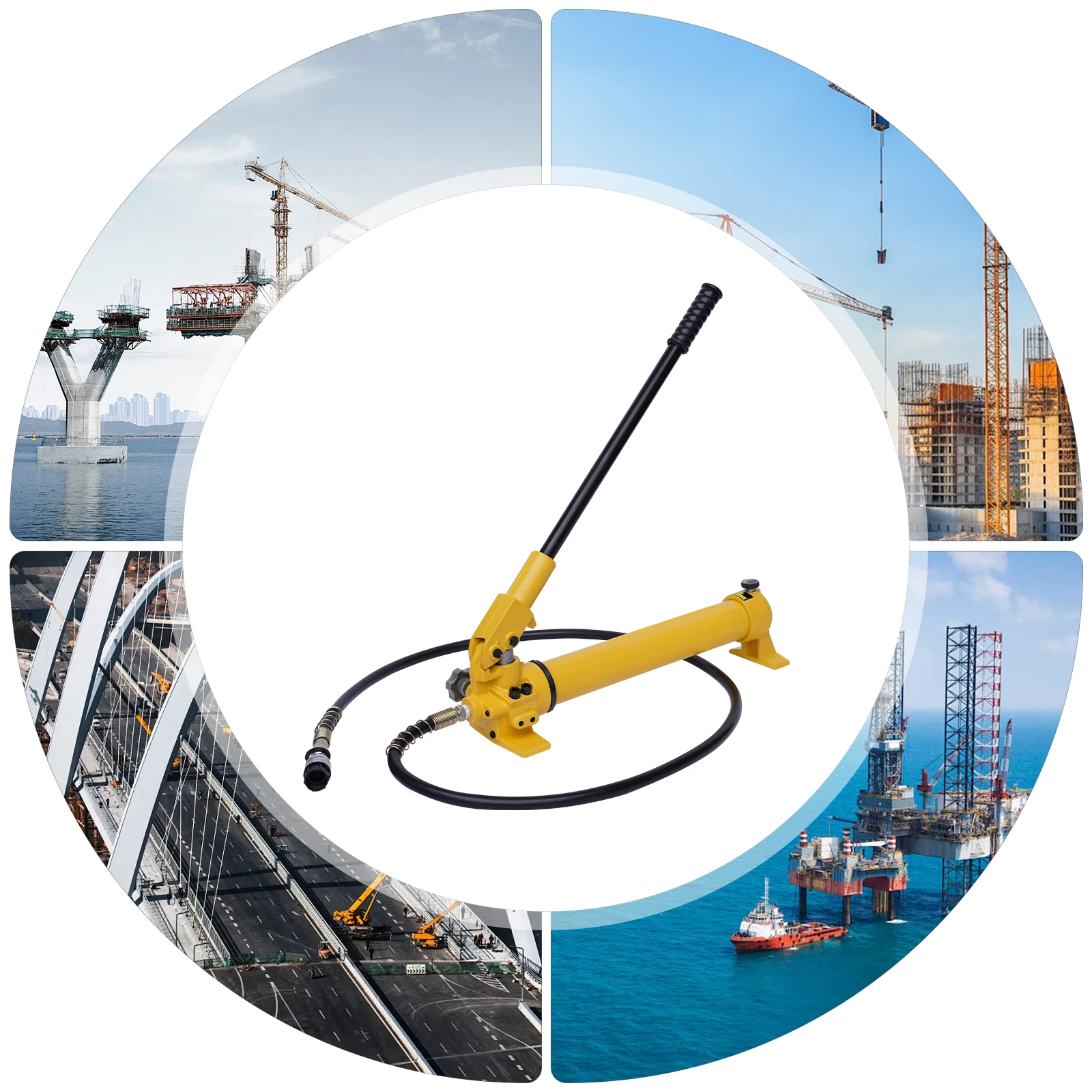 Yellow Manual Hydraulic Pump Multi-Tool Compatibility-Works With Hydraulic Jacks/Crimpers/Punchers, For Auto Repair/Construction