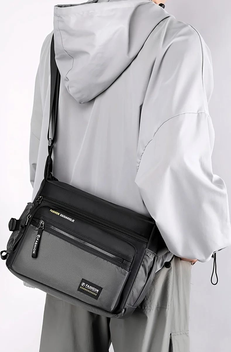 Men Multifunctional Crossbody Bag Nylon Waterproof Shoulder Bag Large Capacity Casual Male Messenger Bag Design Travel Daily