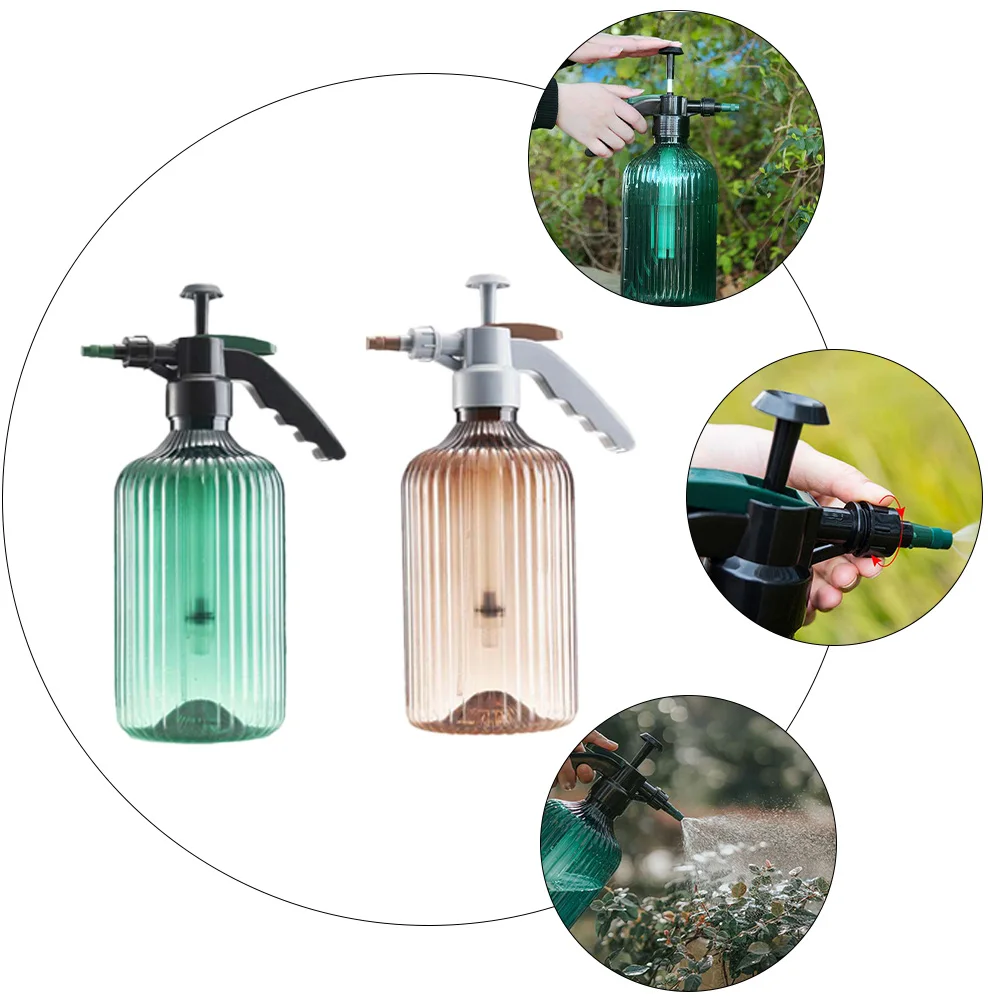 

2Pcs 2000ml Plastic Watering Can Spray Mister Bottle for Plants Garden Eco Friendly Reusable Sprayer Green Brown