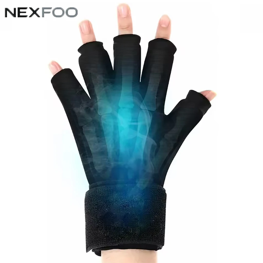 Half Finger Gel Ice Gloves Hot Cold Therapy Hand Wrist Support Cooling Compression Gloves for Sprain Swelling Protective Gear