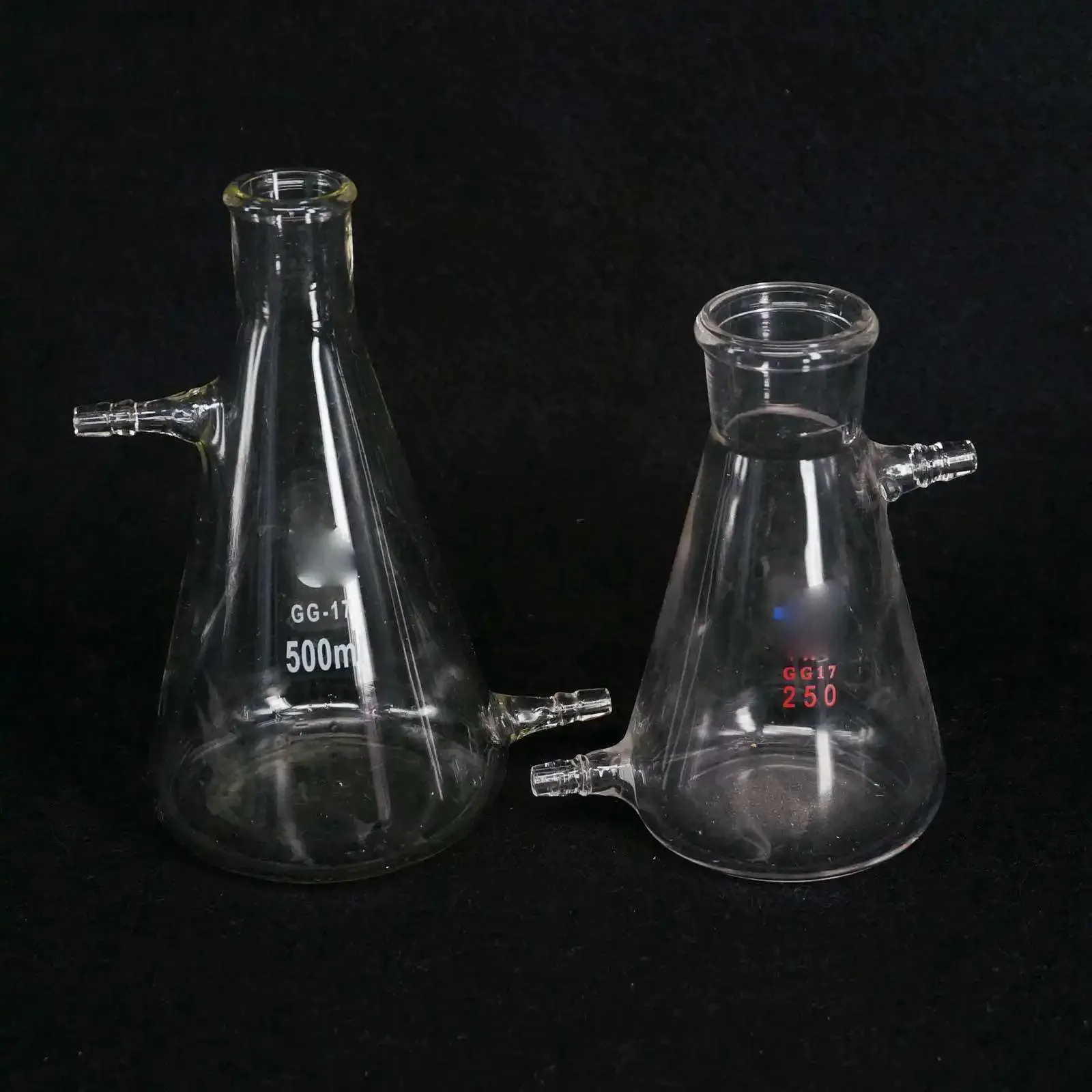 125ml 250ml 500ml 1000ml Borosilicate Glass Filtering Flask Lab Bottle With Double 10mm Hose Vacuum Adapter