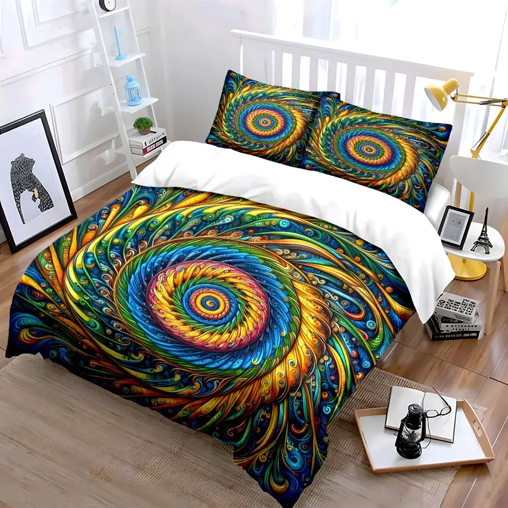 Colorful Swirl Art Set Soft Comfortable Duvet Cover Bedding Set Included 1*Duvet Cover & 2*Pillowcases, gift