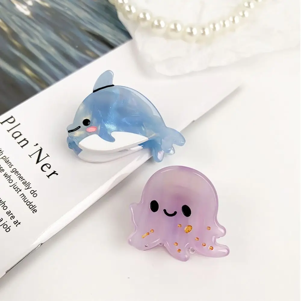 Lobster Cartoon Small Hair Claw Clip Whale Sea Horse Ocean Series Hairpin Acetate Hair Accessories Barrette Girls