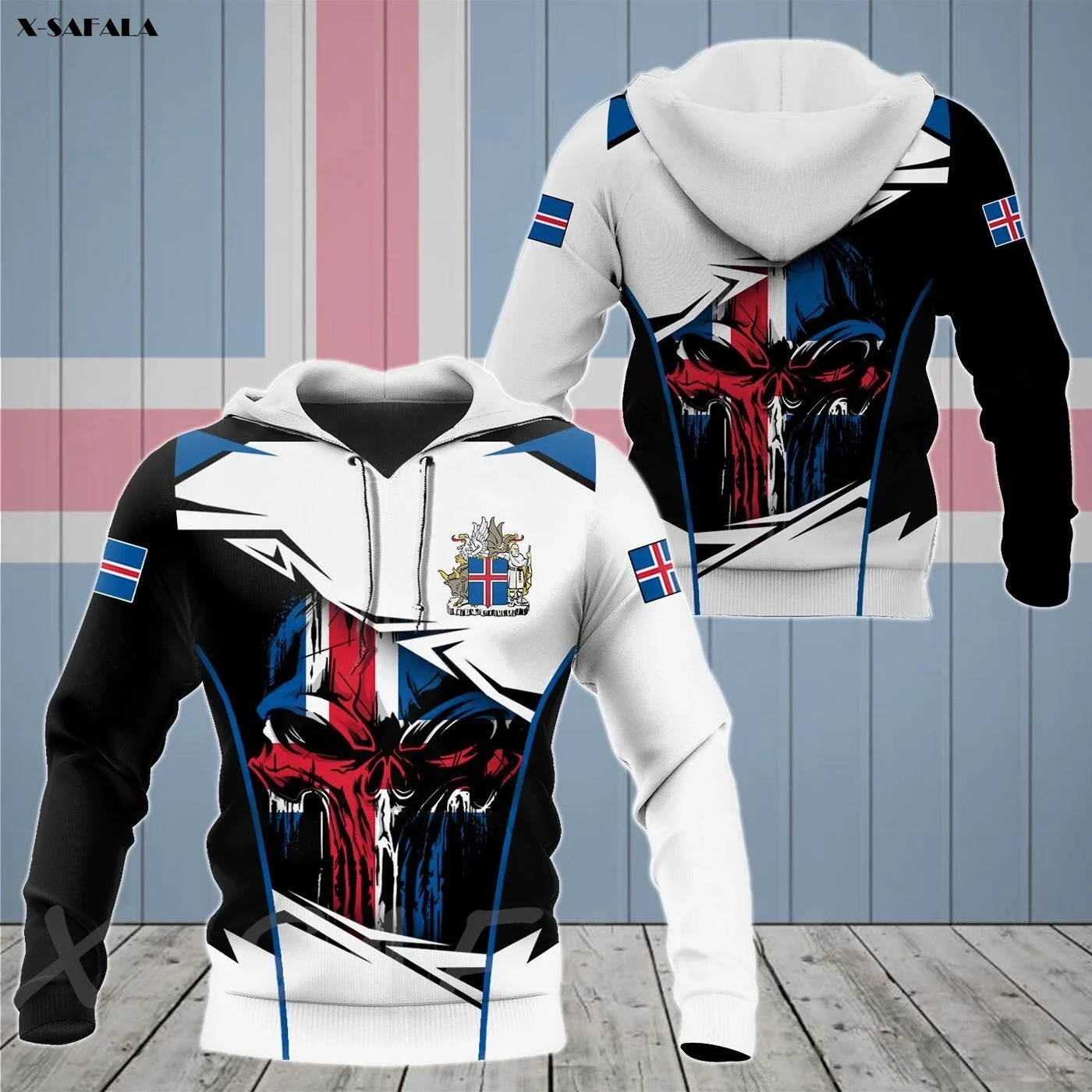 

Lýðveldið Ísland Iceland Skull FLAG MAP 3D Full Printed Hoodie Man Zipper Pullover Sweatshirt Jersey Streetwear Tracksuits Coat