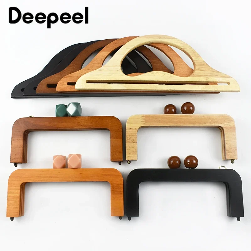 1Pc Deepeel Fashion Solid Wood Bags Handles Bag Closure Sewing Brackets Kiss Clasp DIY Handmade Luggage Hardware Accessories