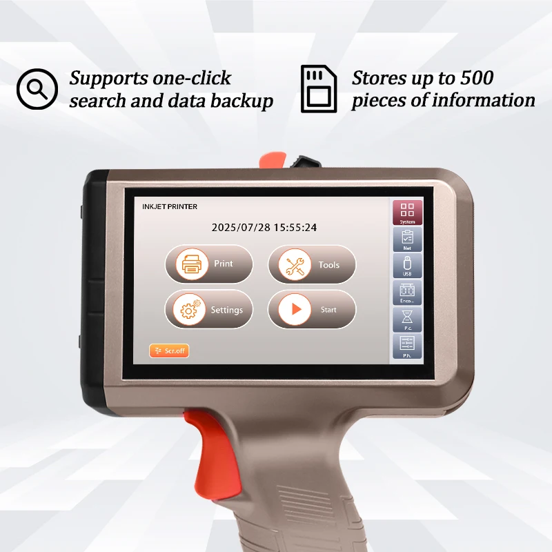 Phezer PRX-680 Handheld Inkjet Printer 12.7mm Portable Quick-Dry Batch Expiry Date Coding Machine 28 Languages QR Barcode Logo