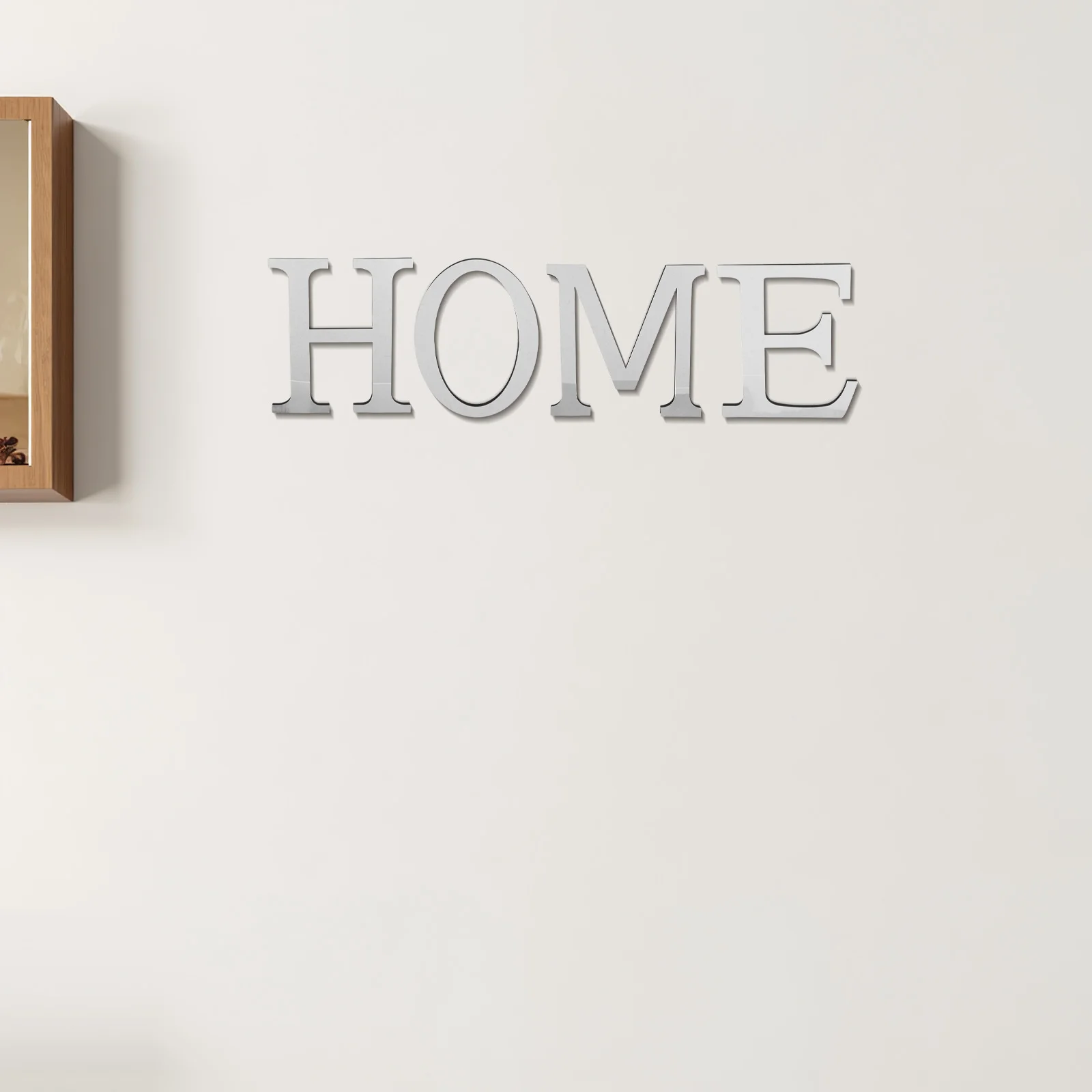 

1Set Mirror Acrylic Wall Stickers 3D Silver Finish Reflective Home Decor Decals Peel and Stick DIY Wall Letters for Living Room