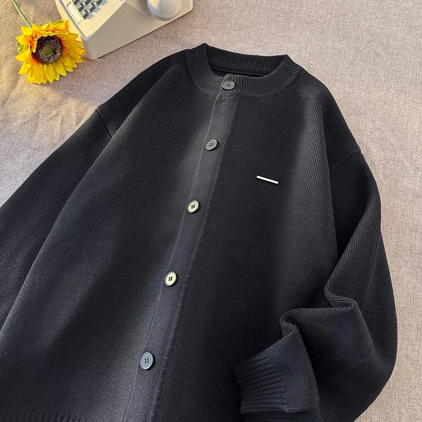 

Autumn Winter Large Size 250 Pou Open Cardigan Casual Long Sve Men's Knitted Sweater Cleanfit Top Coat Polyester Fiber