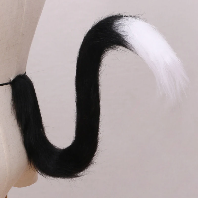 Monochrome Plush Cat Wolf Cosplay Adereços, Orelhas de Animais, Bandana, Long Cat Tail, Fantasia Lolita Halloween, Anime, Adulto, Crianças, 80cm