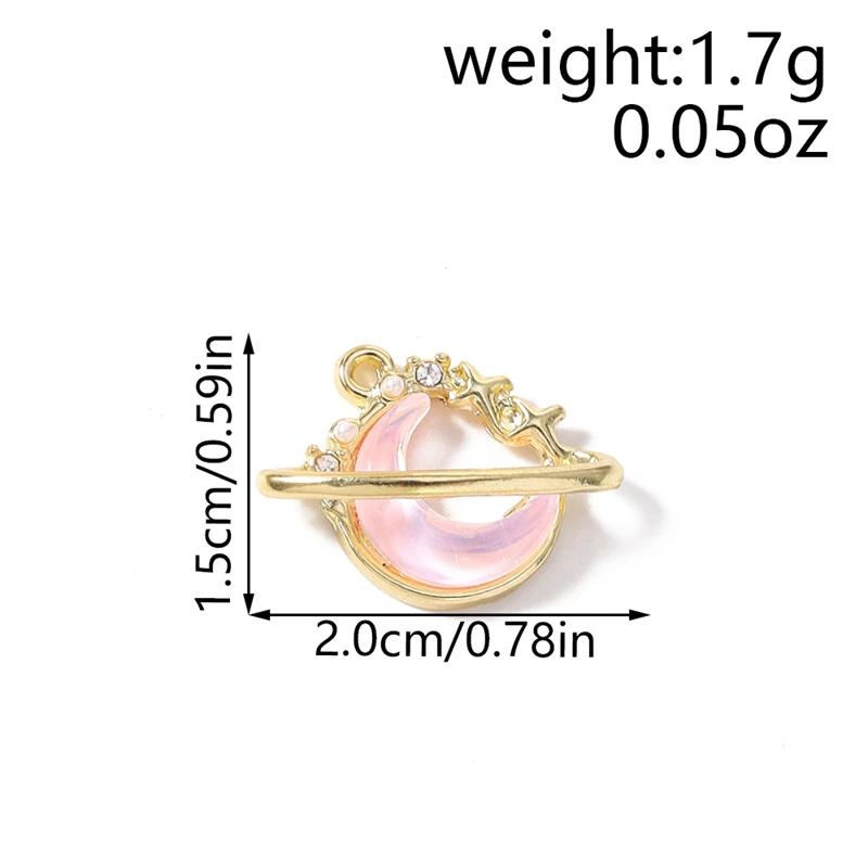 5 Stück 20x15mm Niedliche Kristallmond-Anhänger Passend für Halsketten, Ohrringe, Armbänder, DIY Handgemachtes Kunsthandwerk, Schmuckherstellungszubehör – Detail 1