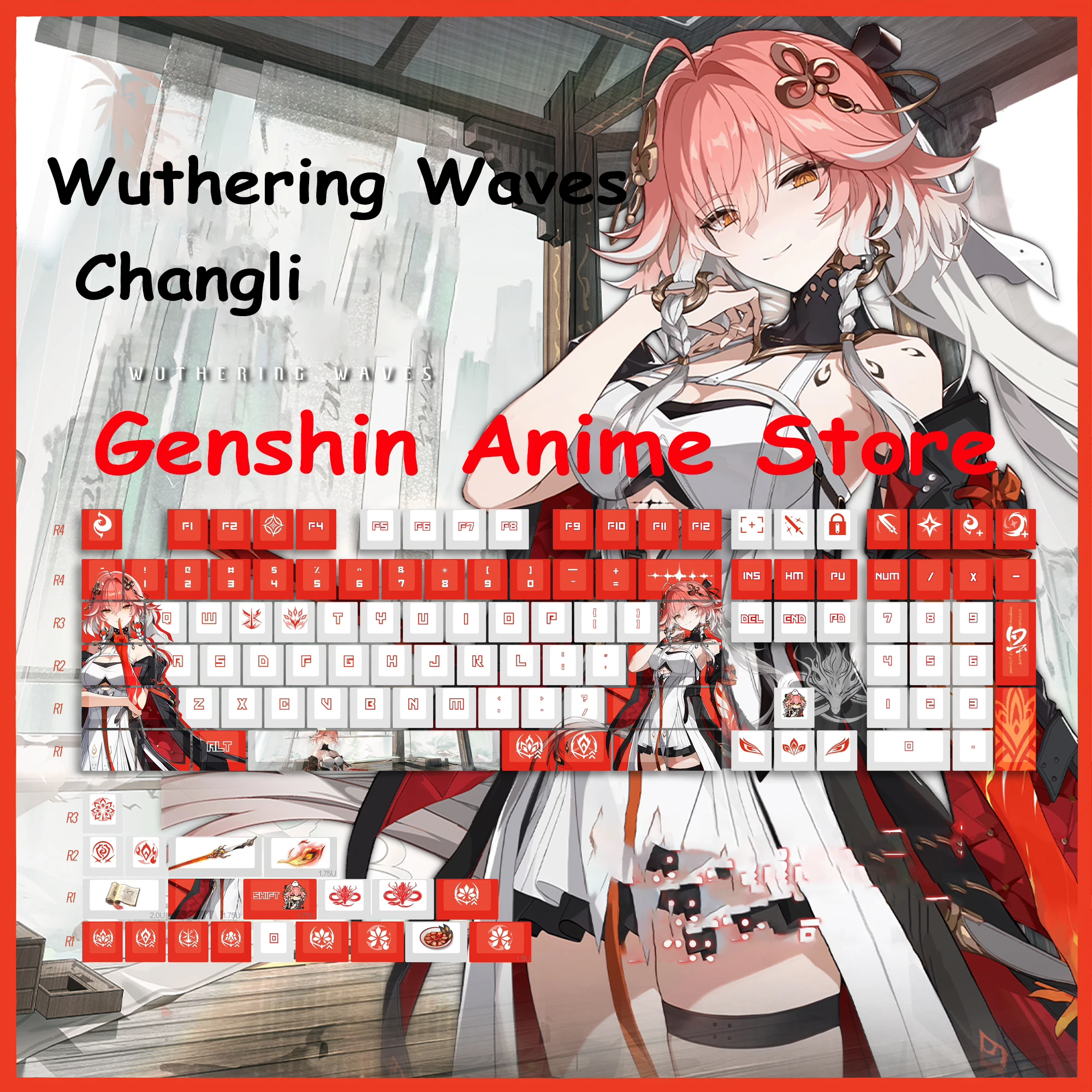 capuchons-de-touches-en-pbt-anime-wuthering-waves-changli-accessoires-de-cosplay-axe-satellite-capuchons-mecaniques-lateraux-fournitures-de-table-de-jeu