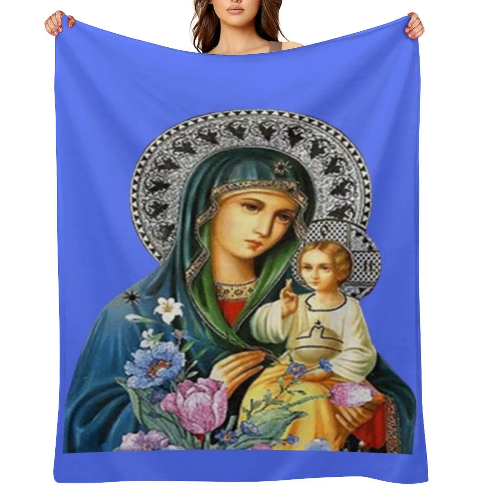 

The Mother of God; Virgin Mary Throw Blanket Extra Large Throw Baby Thermal Bed Fashionable Blankets