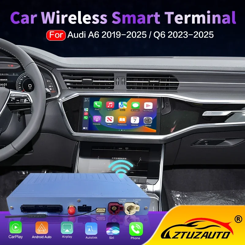 

Wireless Newest CarPlay Box For Audi A6 Q6 MIB3 2019-2025 Android Auto Mirror Navigation Car Play Support Front&Reverse Camera