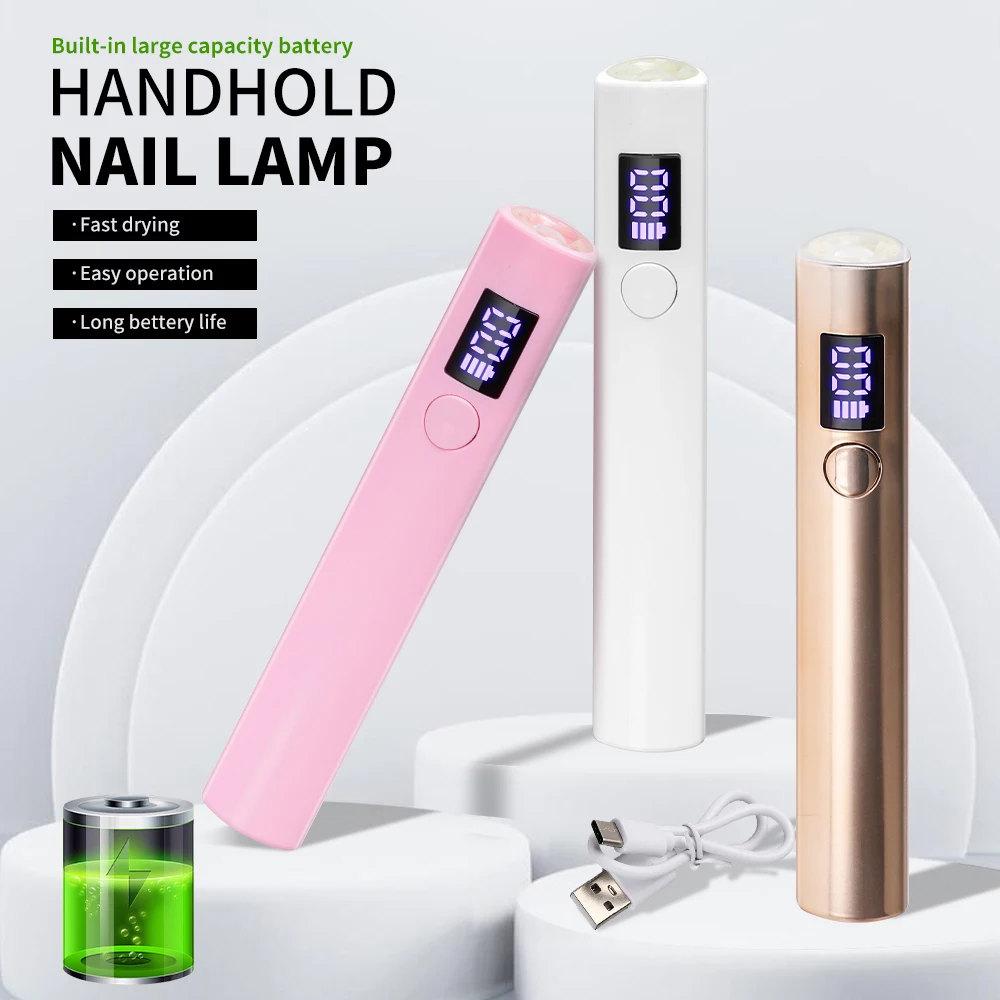 Mini Handheld UV LED Nail Art Lamp Rechargeable Portable Nail Drying Lamp for Curing Gel Polish with Display Nail Art Machine